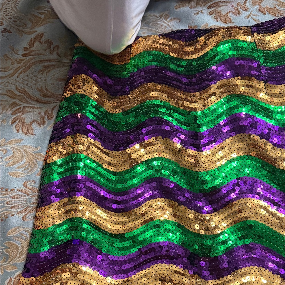 Mardi Gras Sequin Fringe Skirt - Gold, Green, and Purple - Picture 13 of 13